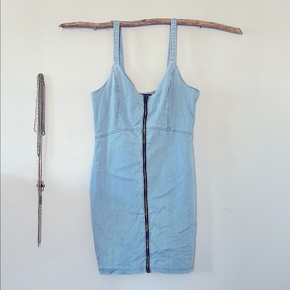 Light Blue Denim Dress with Zipper